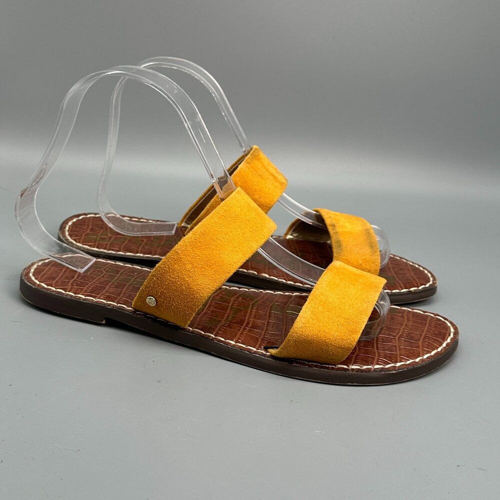 Sam Edelman Gala Women's 8 Yellow Suede Double Strap Slip-On Slide Sandals Shoes